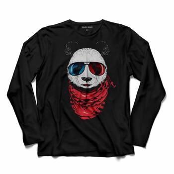 BEAR PANDA GÖZLÜKLÜ AYI SNOW UZUN KOLLU TİŞÖRT