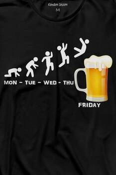 Beer Week Friday Weekend Bira Alkol Hafta Sonu Tatili Uzun Kollu Tişört Baskılı T-Shirt