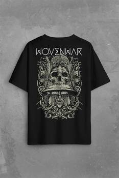 Ben Sahar Behemoth Metal Rock Kuru Kafa Skull Sırt Ön Baskılı Oversize Tişört Unisex T-Shirt