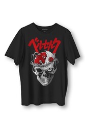 Berserk Anime Kuru Kafa Skull Kılıç Ve Büyü Guts Baskılı Siyah Unisex T-shirt - Thumbnail