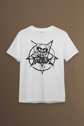 Beyaz Unisex Aggretsuko Agresif Retsuko Gotik Japon Anime Manga Metal Gothic Baskılı T-shirt - Thumbnail