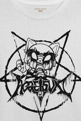 Beyaz Unisex Aggretsuko Agresif Retsuko Gotik Japon Anime Manga Metal Gothic Baskılı T-shirt - Thumbnail