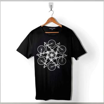 Bicycle Circle Kaleidoscope Mountain Bisiklet Baskılı Tişört Unisex T-Shirt