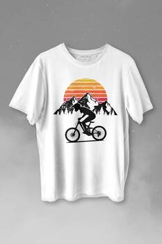 Bisiklet Doğa Gezi Turu Outdoor Travel Retro Baskılı Tişört Unisex T-shirt