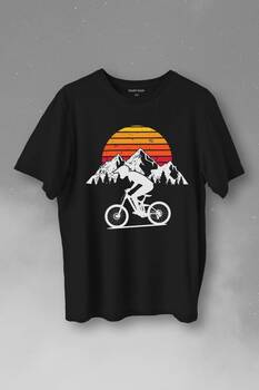 Bisiklet Doğa Gezi Turu Outdoor Travel Retro Baskılı Tişört Unisex T-Shirt