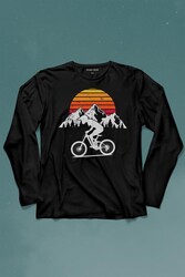 Bisiklet Doğa Gezi Turu Outdoor Travel Retro Uzun Kollu Tişört Baskılı T-Shirt - Thumbnail