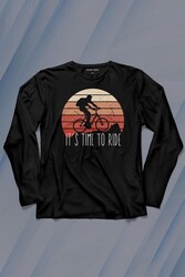 Bisiklet Mountain Bike Time To Ride Outdoor Gezgin Travel Uzun Kollu Tişört Baskılı T-Shirt - Thumbnail