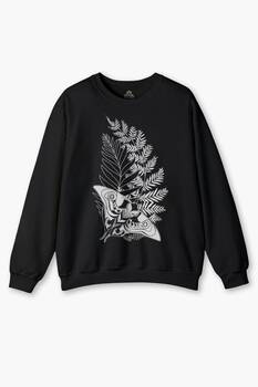 Bisiklet Yaka Sweatshirt Firefly Oyun Game Last Of Us Kelebek Siyah Baskılı Sweat