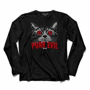 BLACK CAT PURR EVIL KARA KEDİ UZUN KOLLU TİŞÖRT