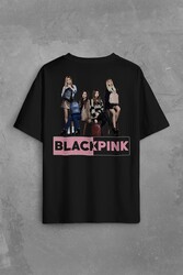 Black Pink BlackPink Kaset Müzik Güney Kore Sırt Ön Baskılı Oversize Tişört Unisex T-Shirt - Thumbnail