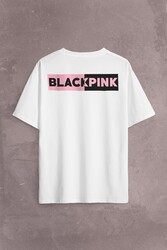 Black Pink BlackPink Logo Sırt Ön Baskılı Oversize Tişört Unisex T-Shirt - Thumbnail