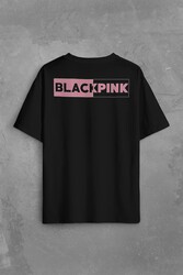 Black Pink BlackPink Logo Sırt Ön Baskılı Oversize Tişört Unisex T-Shirt - Thumbnail