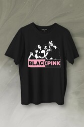 Black Pink Grubu Karakterleri Sanatçıları Baskılı Tişört Unisex T-Shirt - Thumbnail