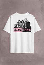 Black Pink Grubu Karakterleri Sanatçıları Sırt Ön Baskılı Oversize Tişört Unisex T-Shirt - Thumbnail