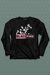 Black Pink Grubu Karakterleri Sanatçıları Uzun Kollu Tişört Baskılı T-Shirt - Thumbnail