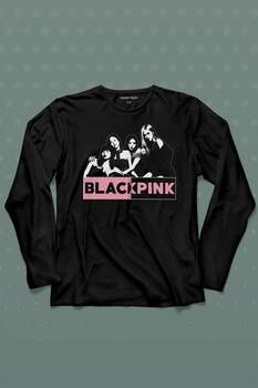 Black Pink Grubu Karakterleri Sanatçıları Uzun Kollu Tişört Baskılı T-Shirt