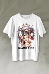 Black Pink Kızları Jennie Rose Lisa Jisoo Baskılı Tişört Unisex T-shirt - Thumbnail