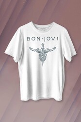 Bon Jovi Rock Music Gitar Müzik Kısa Kollu Baskılı Tişört Unisex T-shirt - Thumbnail