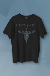 Bon Jovi Rock Music Gitar Müzik Kısa Kollu Baskılı Tişört Unisex T-shirt - Thumbnail