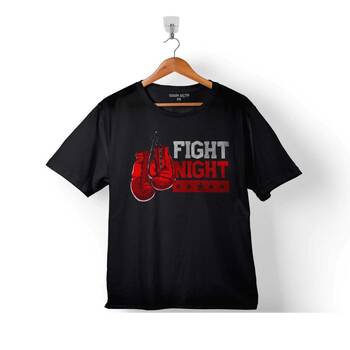 Siyah Çocuk T-shirt Box Boks Eldiveni Boxing Fight Dövüşçü Çocuk Tişört