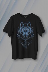 Bozkurt Kurt Kafası Wolf Mavi Baskılı Tişört Unisex T-Shirt - Thumbnail