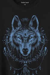 Bozkurt Kurt Kafası Wolf Mavi Baskılı Tişört Unisex T-Shirt - Thumbnail