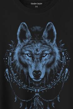 Bozkurt Kurt Kafası Wolf Mavi Baskılı Tişört Unisex T-Shirt