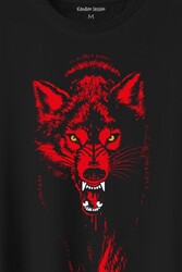 Bozkurt Kurt Kafası Wolf Sarı Kırmızı Baskılı Tişört Unisex T-Shirt - Thumbnail