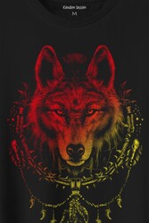 Bozkurt Kurt Kafası Wolf Sarı Kırmızı Baskılı Tişört Unisex T-Shirt - Thumbnail