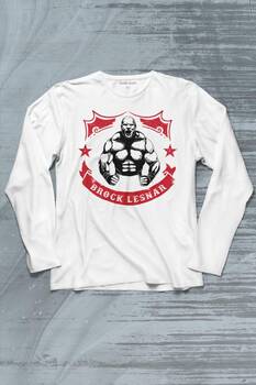 Brock Lesnar Logo WWE UFC Amerikan Güreşi Spor Uzun Kollu Tişört Baskılı T-Shirt