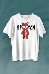 Broken Bear Mutsuz Ayıcık Baskılı Tişört Unisex T-shirt - Thumbnail