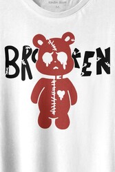 Broken Bear Mutsuz Ayıcık Baskılı Tişört Unisex T-shirt - Thumbnail