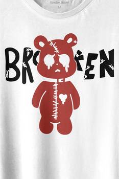 Broken Bear Mutsuz Ayıcık Baskılı Tişört Unisex T-shirt