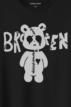 Broken Bear Mutsuz Ayıcık Baskılı Tişört Unisex T-Shirt