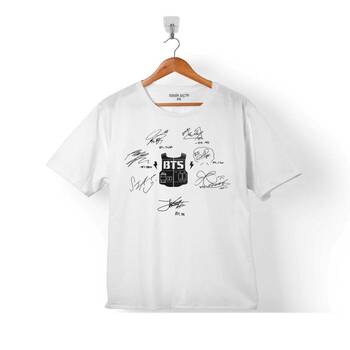 BTS BANGTAN BOYS SIGNATURE SIGNS İMZA ÇOCUK TİŞÖRT