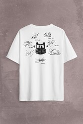 Bts Bangtan Boys Signature Signs İmza Sırt Ön Baskılı Oversize Tişört Unisex T-Shirt - Thumbnail