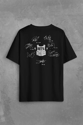 Bts Bangtan Boys Signature Signs İmza Sırt Ön Baskılı Oversize Tişört Unisex T-Shirt - Thumbnail