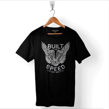 Built For Speed Live Fast Motosiklet Piston Baskılı Tişört Unisex T-Shirt