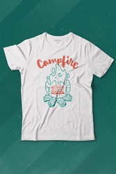 Camping Fire Kamp Ateşi Outdoor Travel Gezgin Baskılı Tişört Çocuk T-shirt - Thumbnail