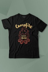 Camping Fire Kamp Ateşi Outdoor Travel Gezgin Baskılı Tişört Çocuk T-shirt - Thumbnail