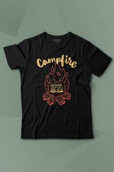 Camping Fire Kamp Ateşi Outdoor Travel Gezgin Baskılı Tişört Çocuk T-shirt