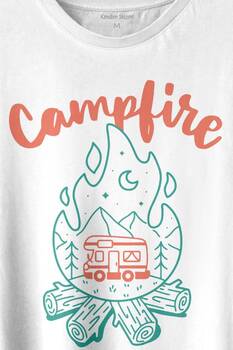 Camping Fire Kamp Ateşi Outdoor Travel Gezgin Baskılı Tişört Unisex T-shirt