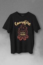 Camping Fire Kamp Ateşi Outdoor Travel Gezgin Baskılı Tişört Unisex T-Shirt - Thumbnail