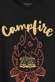 Camping Fire Kamp Ateşi Outdoor Travel Gezgin Baskılı Tişört Unisex T-Shirt