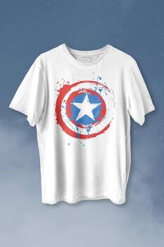 Captain America Kaptan Amerika Kalkan Logo Baskılı Tişört Unisex T-shirt