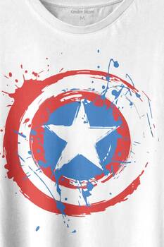 Captain America Kaptan Amerika Kalkan Logo Baskılı Tişört Unisex T-shirt