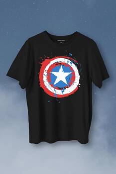 Captain America Kaptan Amerika Kalkan Logo Baskılı Tişört Unisex T-Shirt