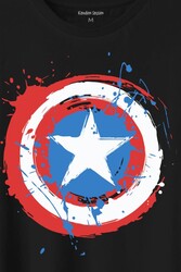 Captain America Kaptan Amerika Kalkan Logo Baskılı Tişört Unisex T-Shirt - Thumbnail