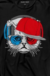 Cat Glasses Gözlüklü Bordo Mavi Spor Trabzon Kedi Uzun Kollu Tişört Baskılı T-Shirt - Thumbnail