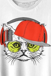 Cat Glasses Gözlüklü Kırmızı Kedi Baskılı Tişört Unisex T-shirt - Thumbnail